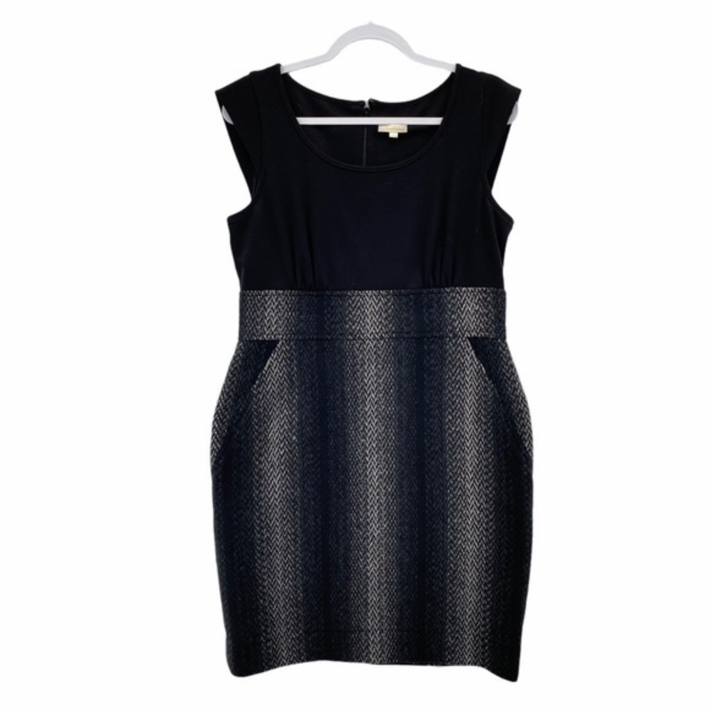 Shoshanna Black Navy Textured Sheath Dress